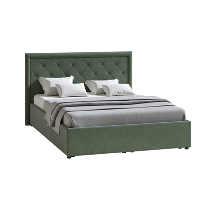 Кровать Марион 140 велюр OCEAN 012 темно-зеленый с ортопедическим основанием и подъемным механизмом (спальное место 140 х 200)