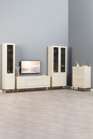 Комод Марион 16.249 слоновая кость С341 PE, слоновая кость 6898 ПВХ, белый PE шагрень