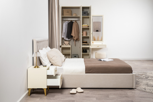 Шкаф для одежды Марион 16.340.03 слоновая кость С341 PE, слоновая кость 6898 ПВХ (собирается на любую сторону)