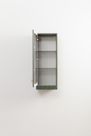 Гостиная Марион композиция 2 дымчатый зеленый K521, олива шагрень AG 1050 ПВХ, белый PE шагрень (собирается на любую сторону)