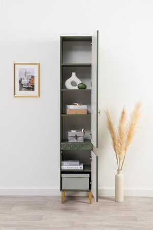 Шкаф-пенал Марион 16.333.01 дымчатый зеленый K521, олива шагрень AG 1050 ПВХ (собирается на любую сторону)