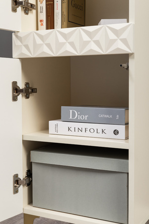 Шкаф-пенал Марион 16.333.01 слоновая кость С341 PE, слоновая кость 6898 ПВХ (собирается на любую сторону)