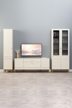 Шкаф-пенал Марион 16.333.01 слоновая кость С341 PE, слоновая кость 6898 ПВХ (собирается на любую сторону)