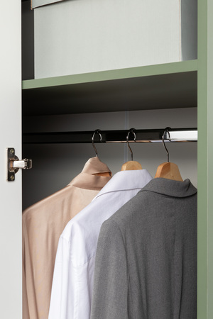 Шкаф угловой Марион 16.339 дымчатый зеленый K521, олива шагрень AG 1050 ПВХ (собирается на любую сторону)