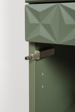 Шкаф-витрина Марион 16.397.01 дымчатый зеленый K521, олива шагрень AG 1050 ПВХ (собирается на любую сторону)