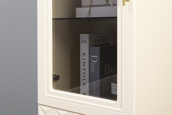 Гостиная Марион композиция 1 слоновая кость С341 PE, слоновая кость 6898 ПВХ, белый PE шагрень (собирается на любую сторону)