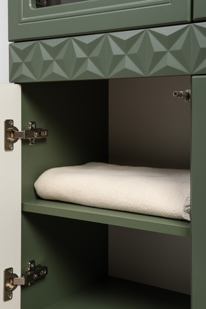 Шкаф-витрина Марион 16.397.02 дымчатый зеленый K521, олива шагрень AG 1050 ПВХ