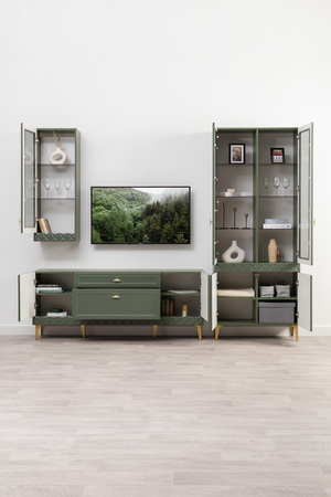 Тумба Марион 16.167 дымчатый зеленый K521, олива шагрень AG 1050 ПВХ, белый PE шагрень