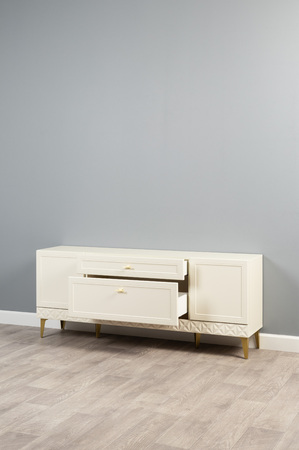 Гостиная Марион композиция 1 слоновая кость С341 PE, слоновая кость 6898 ПВХ, белый PE шагрень (собирается на любую сторону)