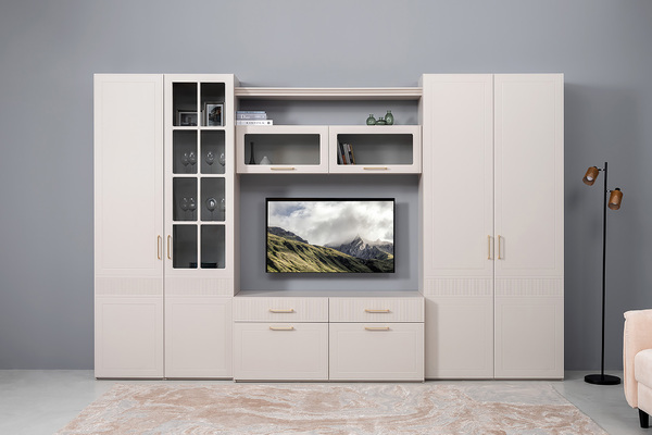 Шкаф-пенал Ричфорд 16.327.01 кашемир 5981 BS, моно керамика D166-2 ПВХ (собирается на любую сторону)