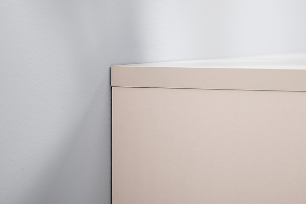 Гостиная Ричфорд композиция 2 без карнизов, кашемир 5981 BS, моно керамика D166-2 ПВХ, белый PE шагрень (собирается на любую сторону)