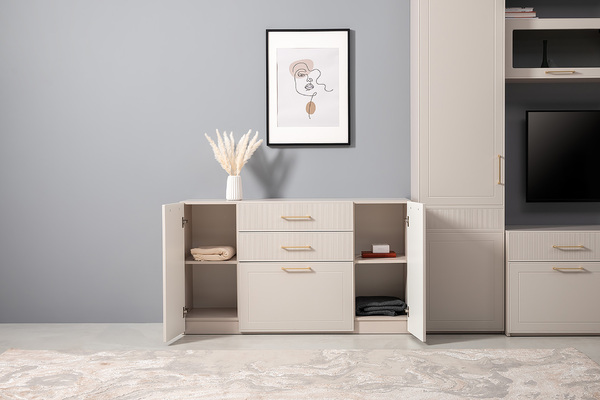 Комод Ричфорд 16.235 кашемир 5981 BS, моно керамика D166-2 ПВХ, белый PE шагрень