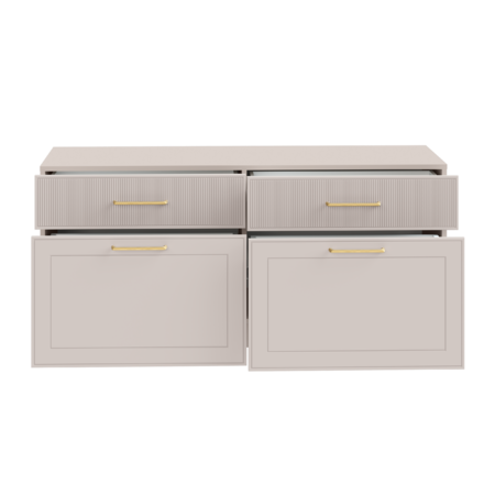 Тумба под ТВ Ричфорд 16.61 кашемир 5981 BS, моно керамика D166-2 ПВХ, белый PE шагрень